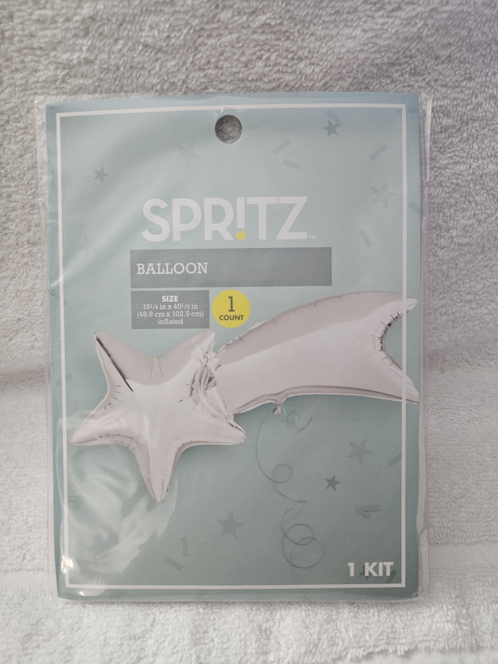 Spritz Silver Shooting Star Foil Balloon Approx 19x40.5 Inches